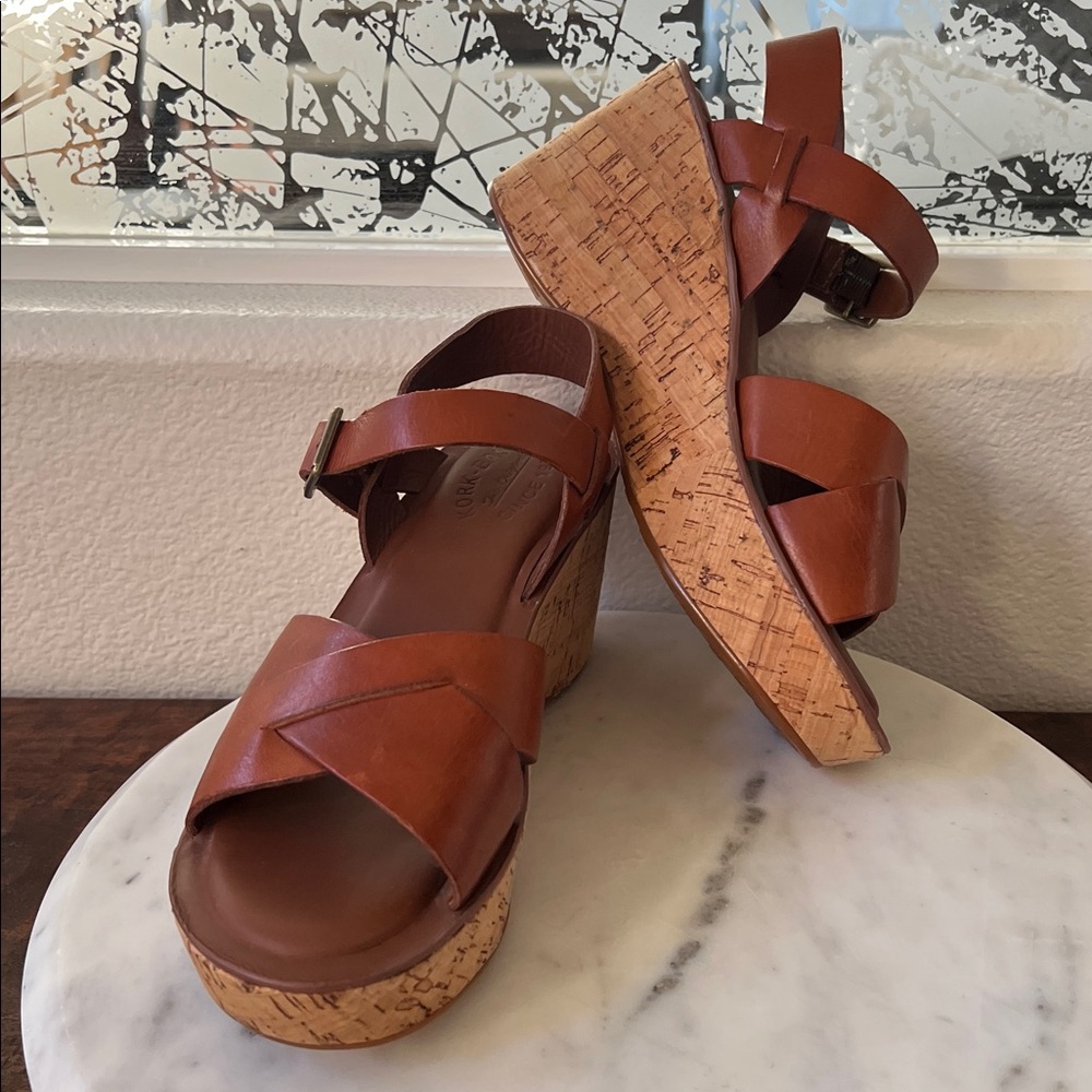 KORK-EASE Ava 2.0 Wedge Soft Vachetta Brown Terra Leather Cork Platform 42/10